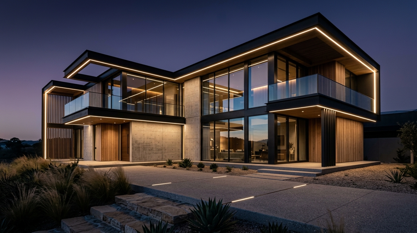 Luxury residence — dusk exterior